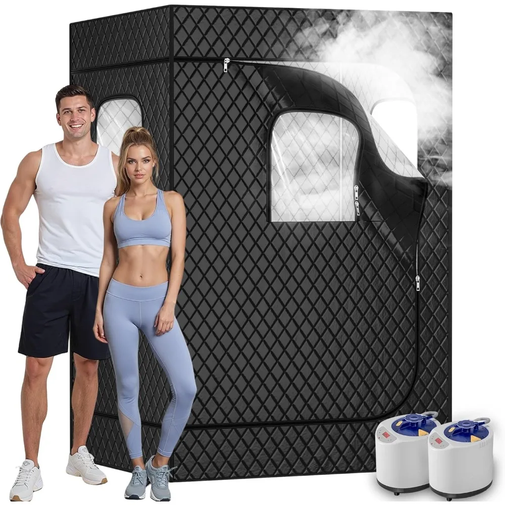 

2 Person Portable Steam Sauna for Home, 1 or 2 Person Full Body Sauna Tent with 2 Foldable Chairs,9 Levels of Sauna Box