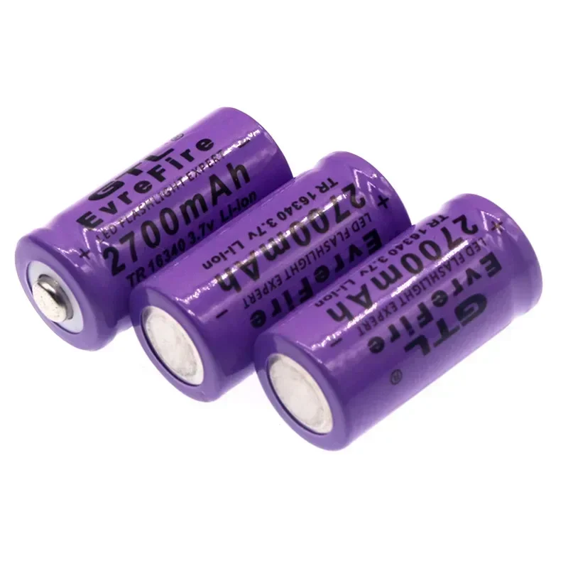 100% New 2700mAh Rechargeable Li-ion 16340 Battery UniversALBC LED Flashlight Expert 2700mAh LS 16340 3.7V Li-ion Purple Color