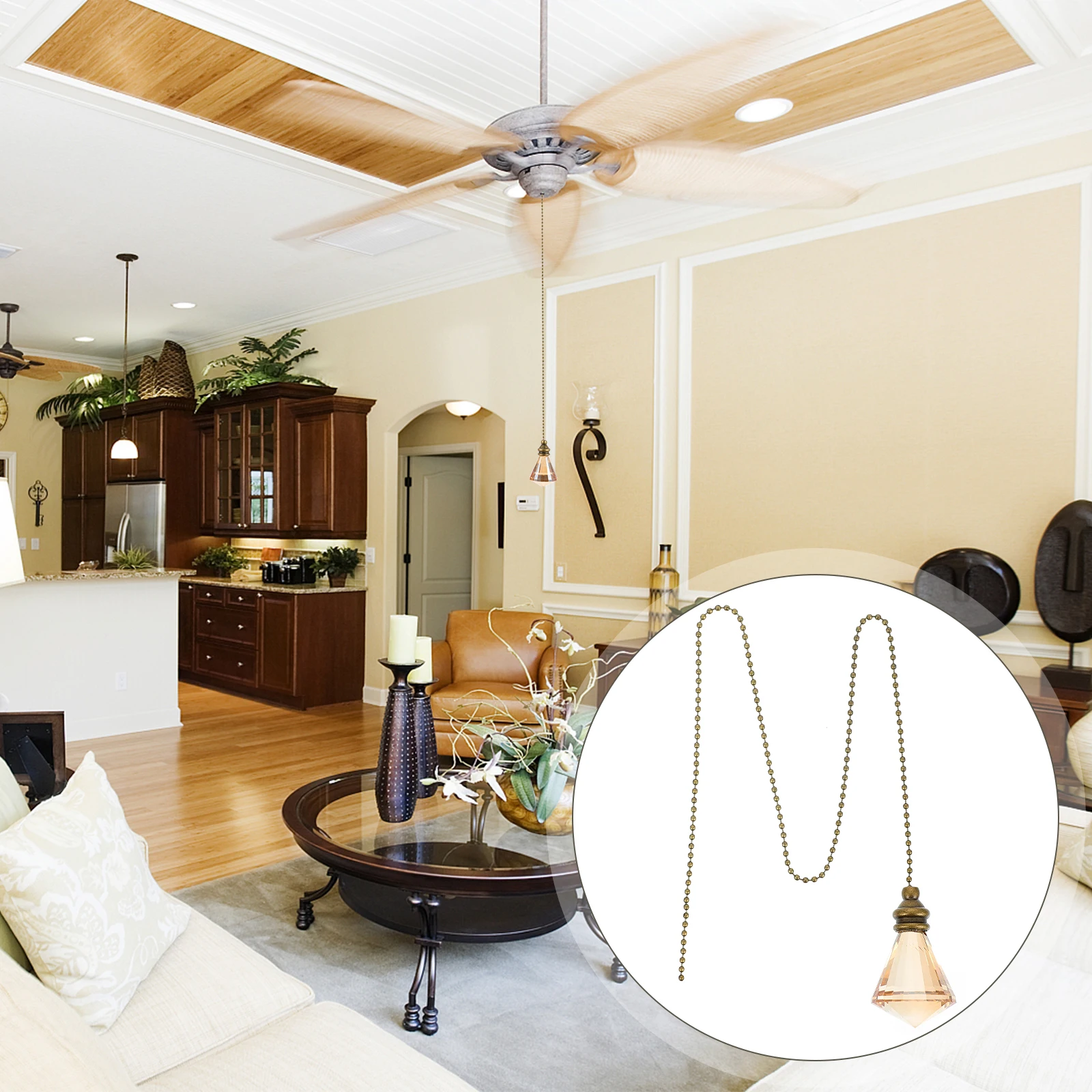

Ceiling Fan Pendant Pull Extender Glass Light Chain Adjustable Length Durable Copper Material Easy Installation Pendant Lamp