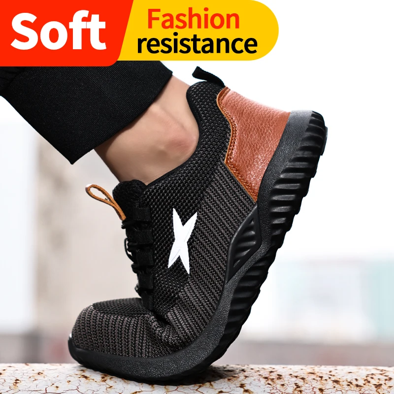 Sefty shoes men steel Toe  Ultra-light Soft Sole Anti-smashing And Anti-stabbing  Wear-resistant Work  Shoes