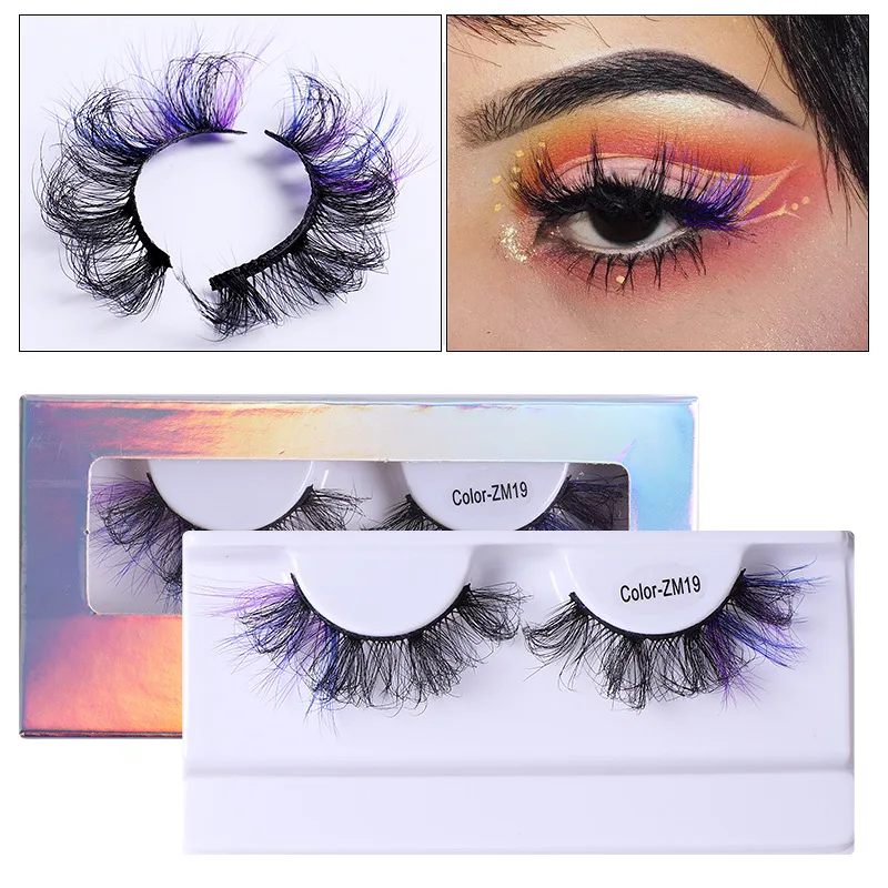 1 Pairs Colored Lashes Russian Fluff Strip Lashes with Color 20 Styles Color Eyelashes Mix Wispy Faux Mink Lash Cat Eye Eyelash