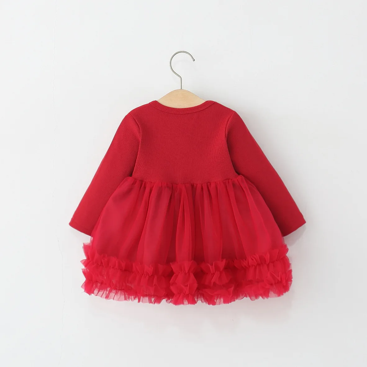 New Arrival Flower Girl Dress for Wedding Party Pink Knit Long Sleeved Princess High Quality Dress Baby Girl Dress