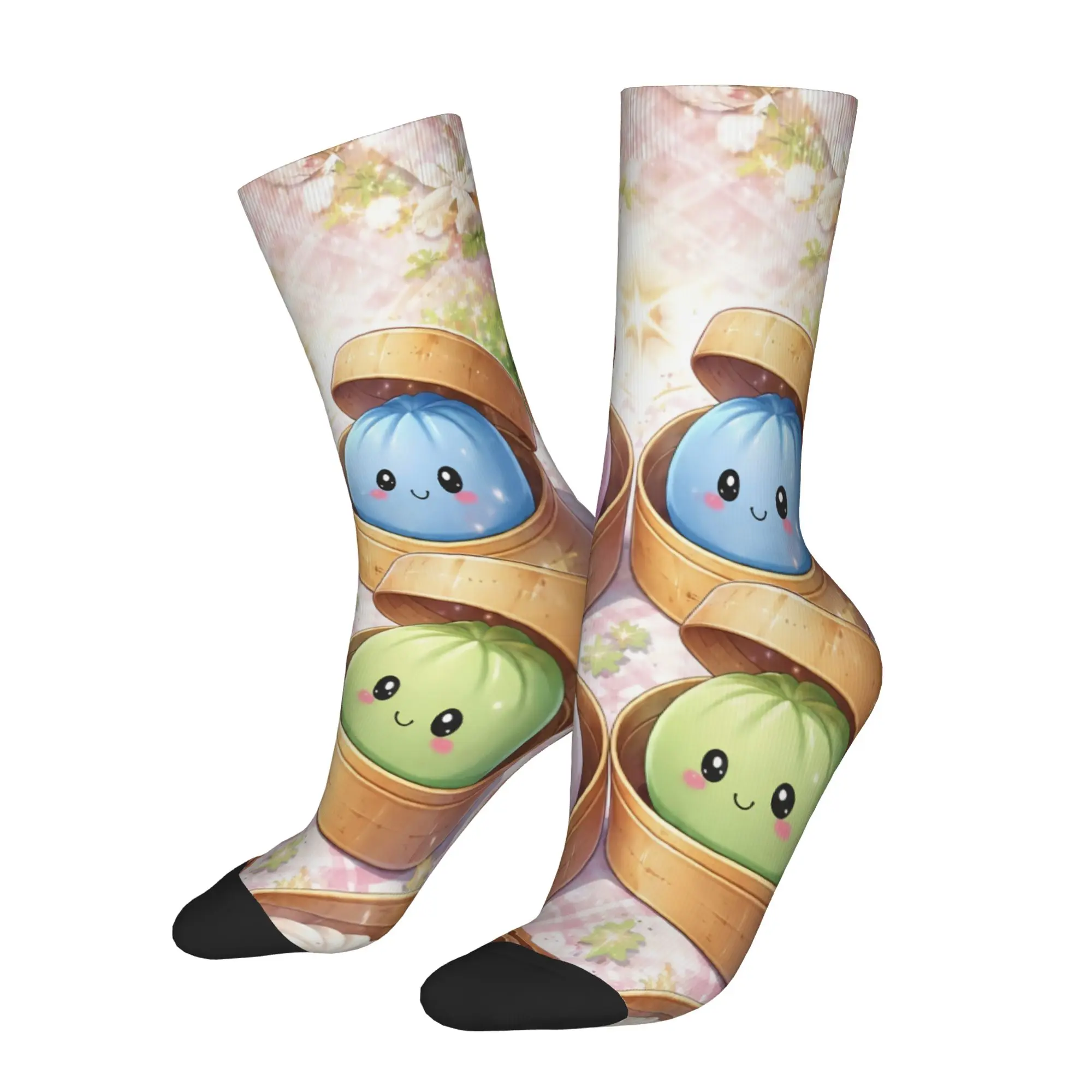 Cartoon Dumpling Middle Socks for Women Men Accessories All Season  Cotton Middle Tube Socks Non-slip
