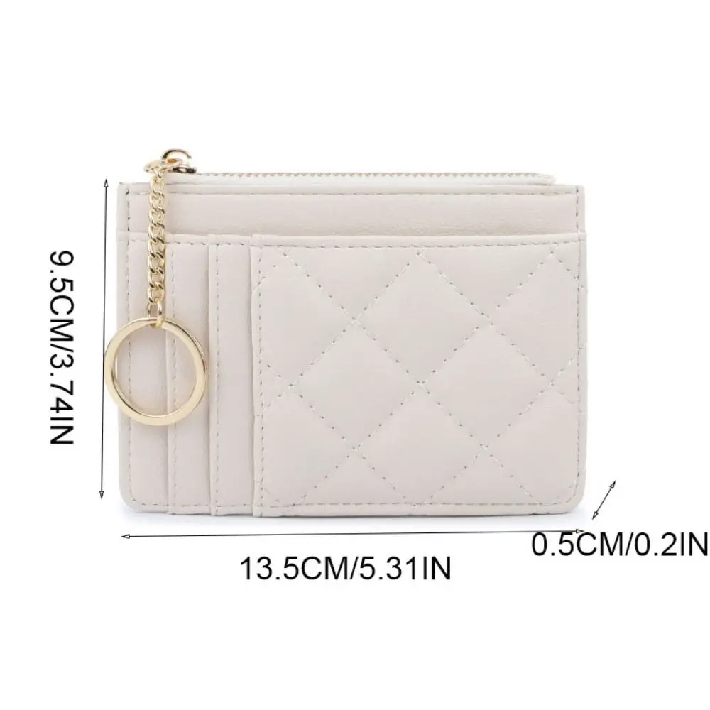 Fashion Short Hangging Card Bag PU Leather Multifunction Multi-card Wallet with Keychain Zipper Card Holder Unisex