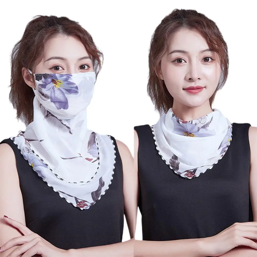 1PCS Summer Sunscreen Facial Ice Silk Mask Scarf Protection Thin Triangular Scarf For Outdoor Face Neck Wrap Cover