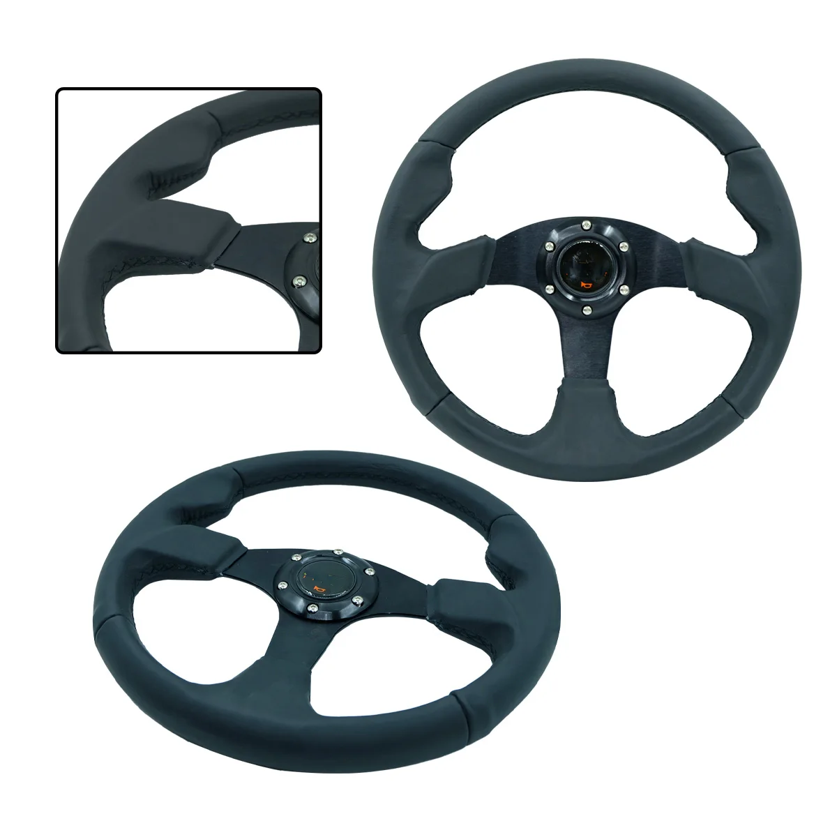 

14-дюймовый (350 мм) плоский руль из натуральной кожи для гоночных игр