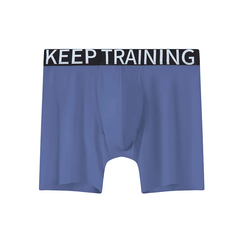

Men Ice Silk Long Leg Boxers, Anti-Chafing Quick-Dry Athletic Underwear Youth Fashion Cozy U Convex Pouch Sports Boxy Underpants