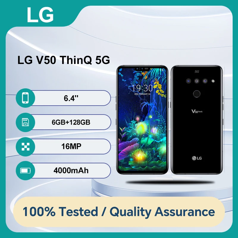 مفتوح الأصلي LG V50 ThinQ 5G V500N/V450VM بصمة واي فاي 6.4 بوصة 16MP أندرويد 9.0