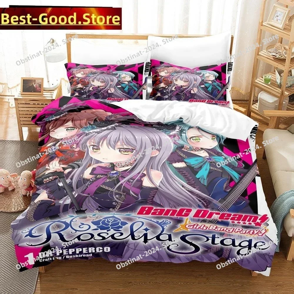 3D Anime BanG Dream! Girls Band Party! Bedding Set Printed Comforter Quilt Duvet Cover Pillow Case 3 Pieces Sets Kids Adult Size