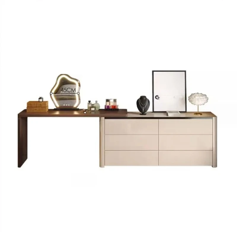 

Премиум-комод в итальянском минималистичном стиле, интегрированный в спальню, в скандинавском стиле, с выдвижной тумбой для макияжа.