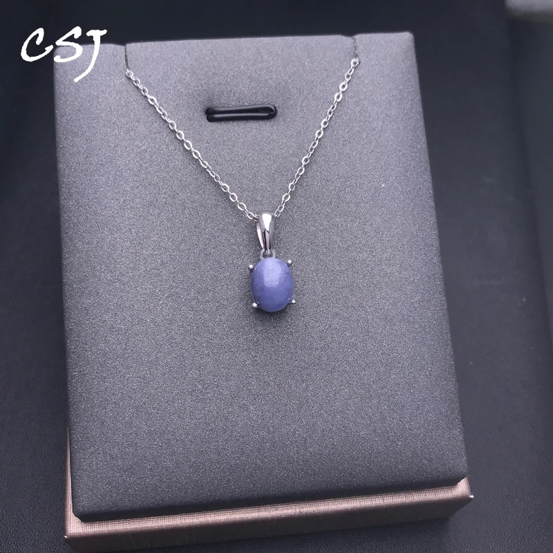 100% Natural Tanzanite Pendant Sterling 925 Silver Gemstone 7*9mm Necklace for Women Lady Wedding Party Trendy Jewelry Gift