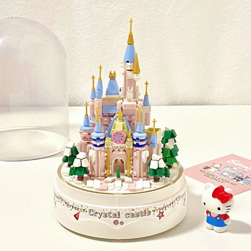 

Cute Building Block Toy Decorative Ornament Princess Castle Music Box Ideal for Girlfriend Birthday Gift