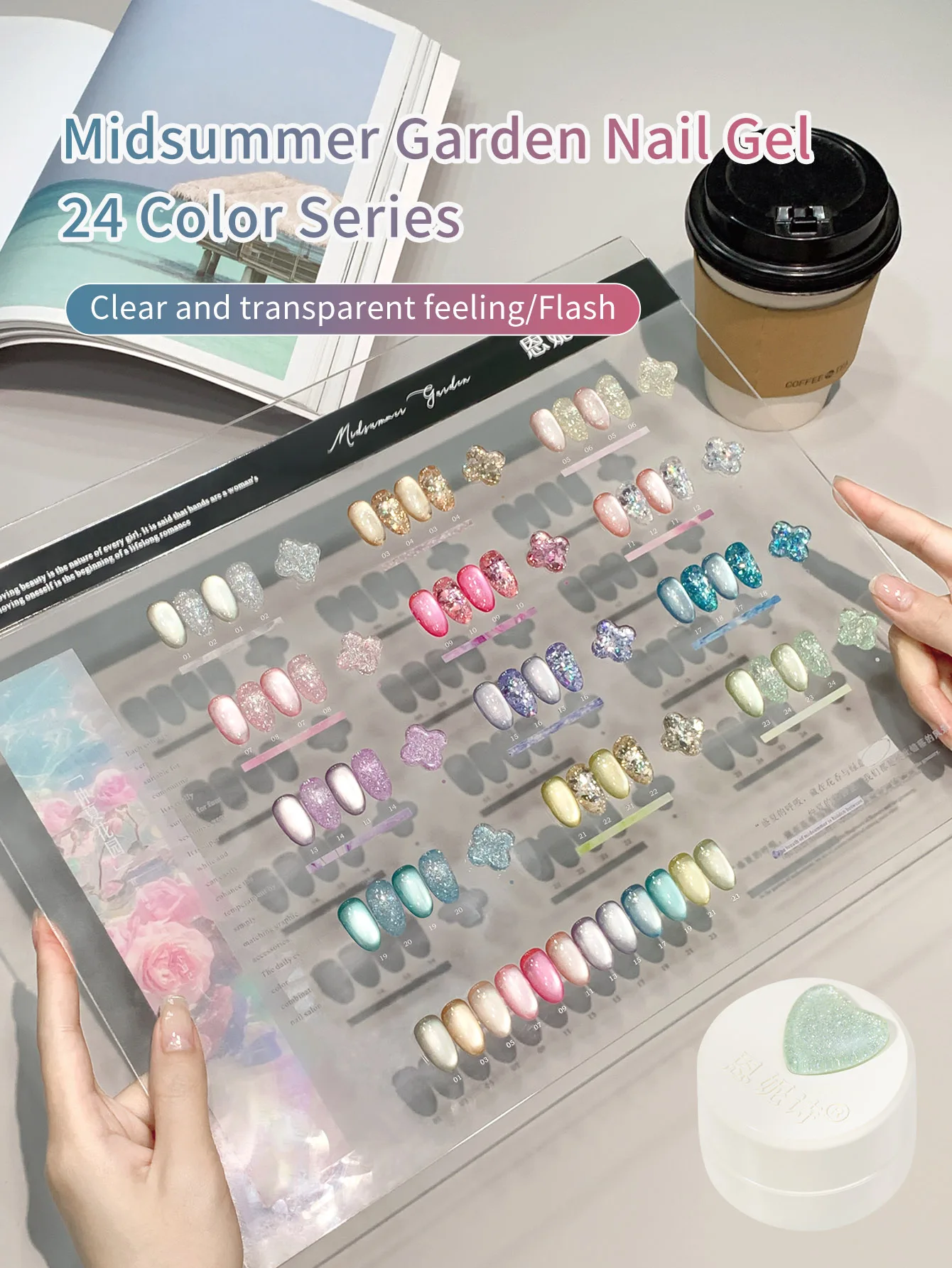 5g Midsummer Ceramics Glass Bead Cat Eye Gel Nail Polish Sequins Gel, Reflective Semi Permanent Soak Off UV LED Nail Art Varnih