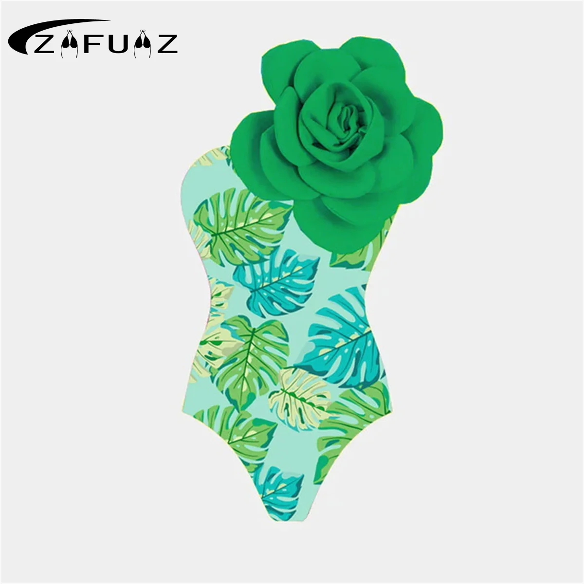 ZAFUAZ 2024 Sexy Women Swimsuit 3D Flower Bikini Set Brazilian One Piece Swimwear Beachwear Summer Monokini Biquini Bikini