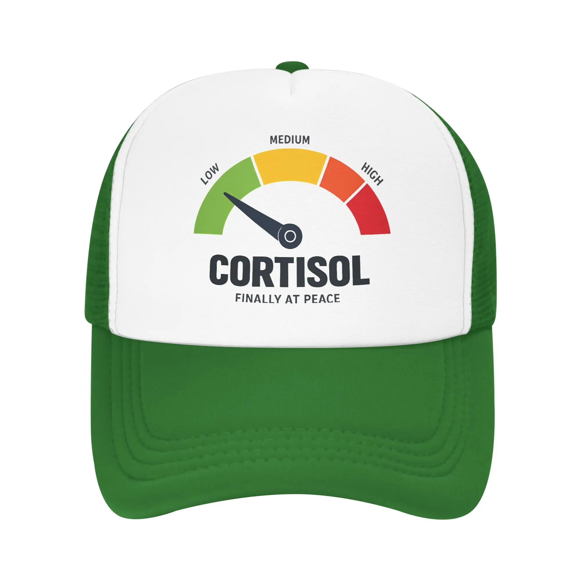 Low Cortisol Levels Finally at Peace  Mesh Baseball Caps Trucker Worker Cap Wellness Meme Dad Hat Adjustable Sports Trucker Cap