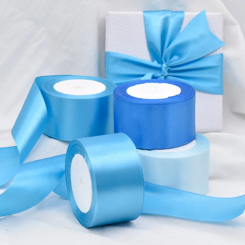 ブルーサテンリボン ギフトラップ クラフト材料 クリスマス ウェディング パーティー デコレーション DIY 40mm 22.8メートル