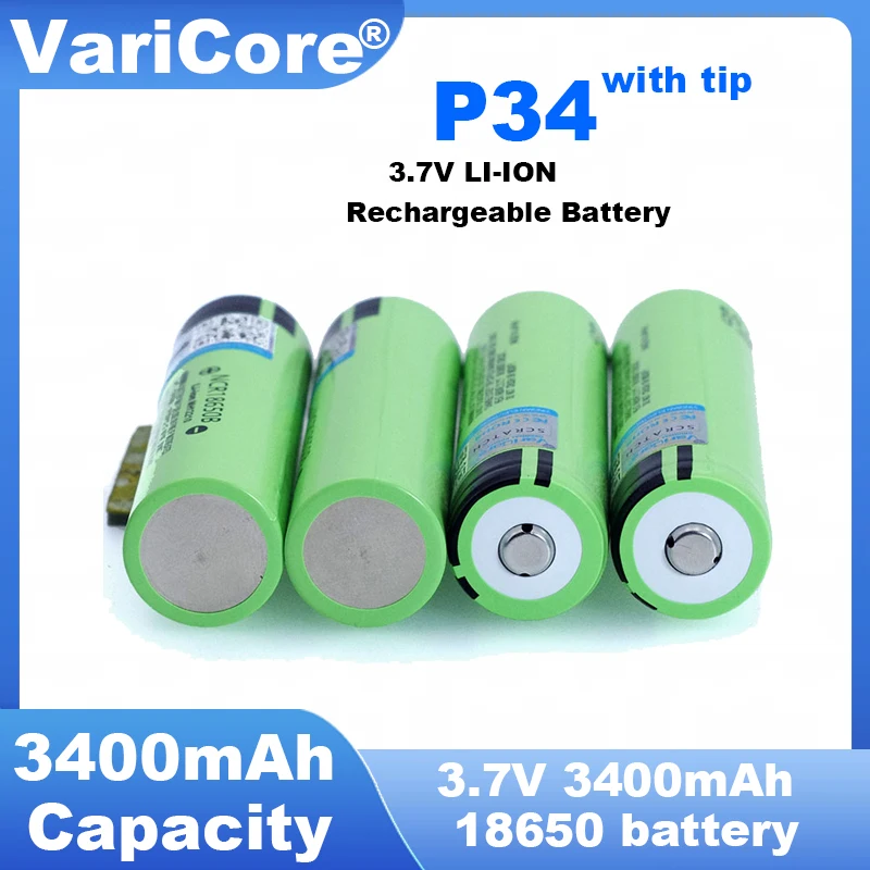 1-40PCS VariCore New Original NCR18650B 3.7V 3400mAh 18650 Rechargeable Lithium Battery For  Flashlight Battery Bonus Cap