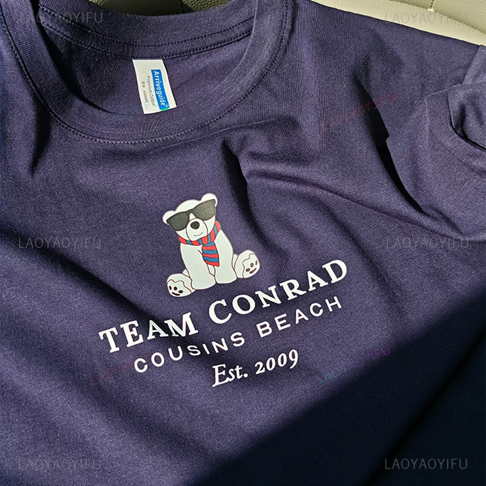 مؤسسة الشاطئ Team Conrad Junior Mint Bear Cousins. 2009 جرافيك تي شيرت الصيف تحولت جميلة 3 فيلم امرأة رجل القطن قميص #6