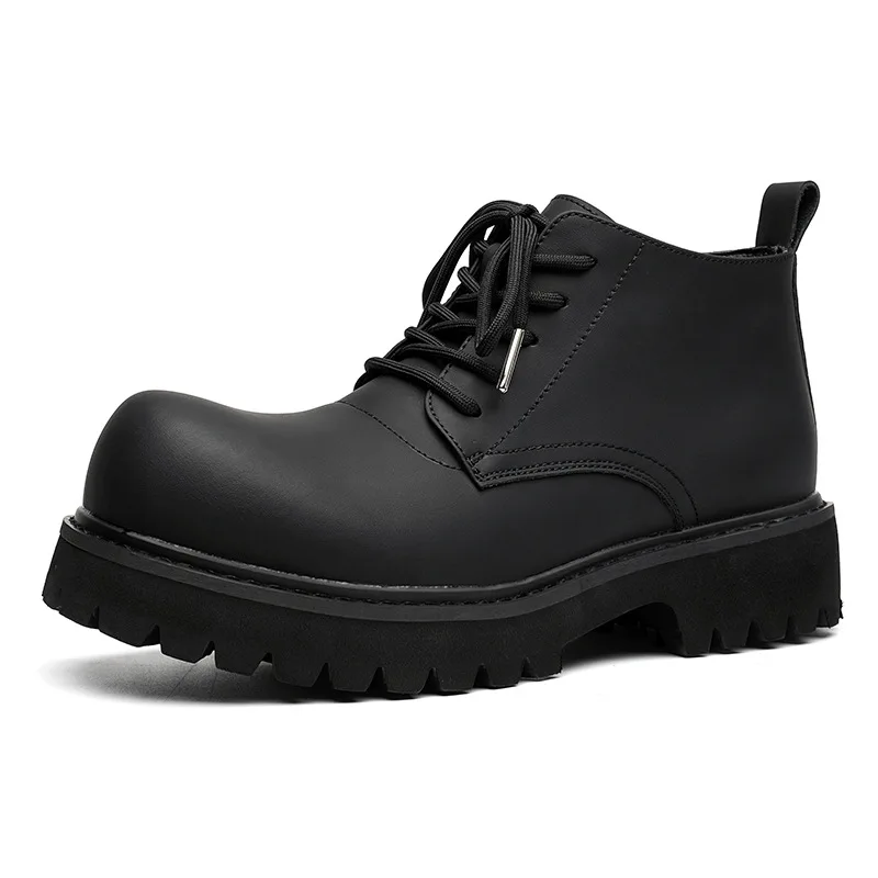 

British Autumn Winter Thick-soled Ankel Boots Men's Business Casual Dress Shoes Fashion Black Designer Platform Shoes Male