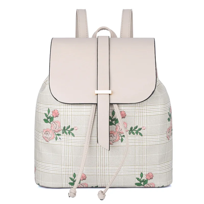 Women's Backpack PU Casual Print Student School Bag Plaid Fashion Multifunctional String Backpack mochila