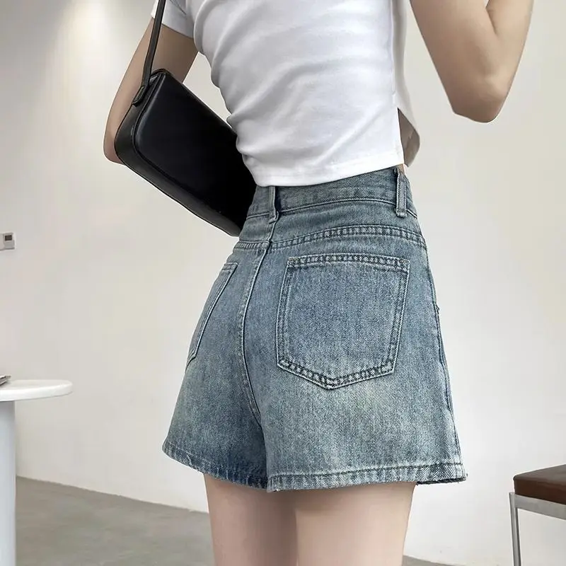 2024 Summer New Cowboy Half Skirt Women\'s Short High Waist A-line Shorts Wrapped Hip Pant Skirt  women clothing