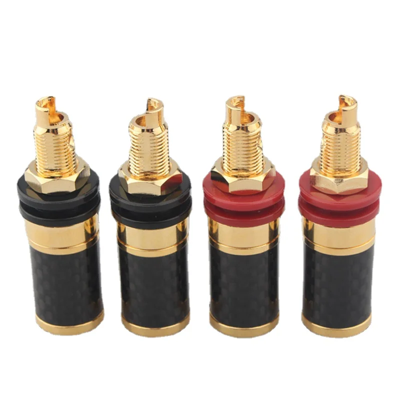 Hi-end Short Audio Binding Post Gold Carbon Fiber Gold Plated Terminal Banana Plug Interface Socket