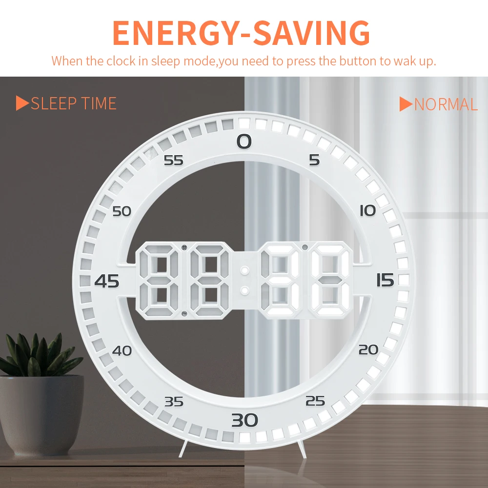 Imagem -04 - Led Tecnologia Digital Luminoso Eletrônico Mudo Relógio de Parede Temperatura Data Multi Função Salto segundo Relógio Decoração para Casa 3d