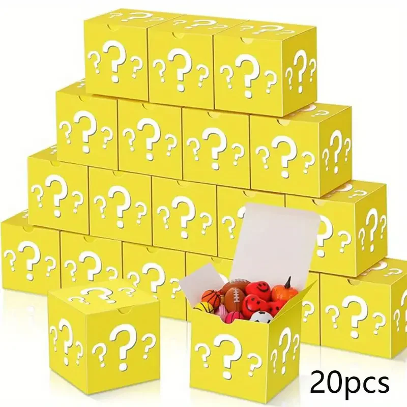 20Pcs Mystery Treat Boxes Yellow Surprise Case Cardboard Gift Containers for Comic Theme Gaming Events Birthday Party Favor