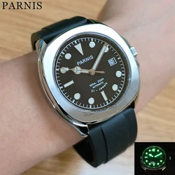 Parnis 39mm Men Watches Stainless Steel Mechanical Automatic Watch with Rubber Strap