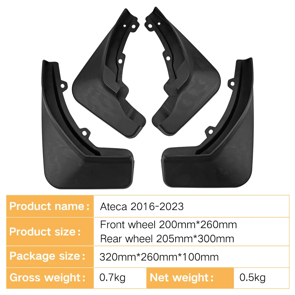 For Ateca SEAT 2016-2023 black car mudguard Reduce dust Resist tire dirt car accessories tools