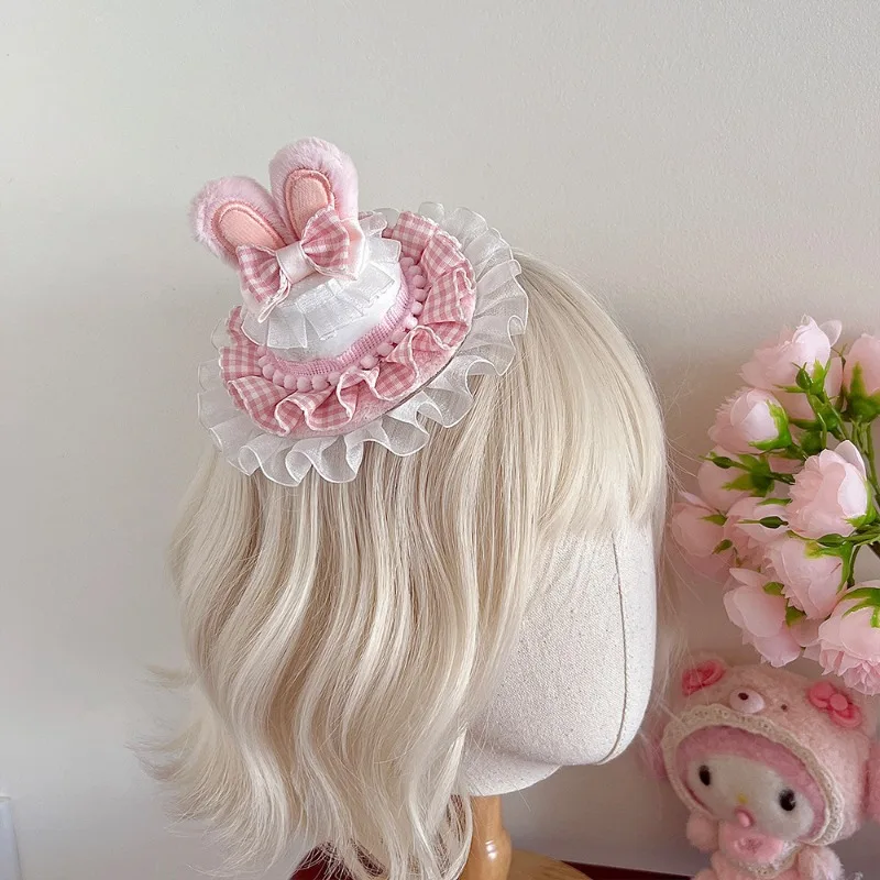 

1Pc Lolita Rabbit Ear Bow Flat Hat Hair Clip Suitable for All Seasons Tea Parties/Lolita Dressing Elegant and Versatile