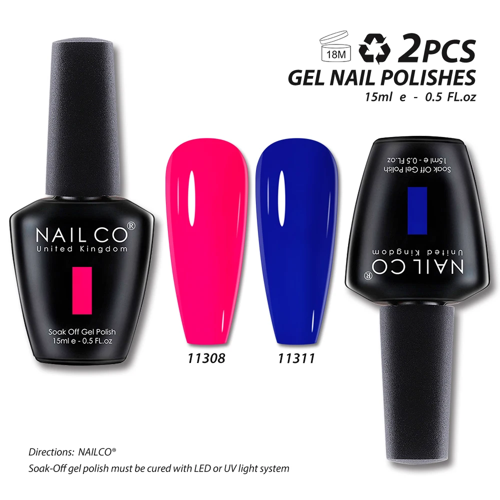 NAILCO 15 مللي لون أحمر داكن UV جل طلاء الأظافر 2 قطعة/المجموعة بريق اللون شبه شفافة Vernis Esmalte رسومات أظافر مانيكير نقع قبالة