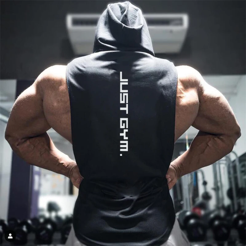 Muscleguys Gym Hooded Tank Top Men Fitness Clothing Cotton Bodybuilding Hoodie Vest Workout Singlets Sports Sleeveless Shirt