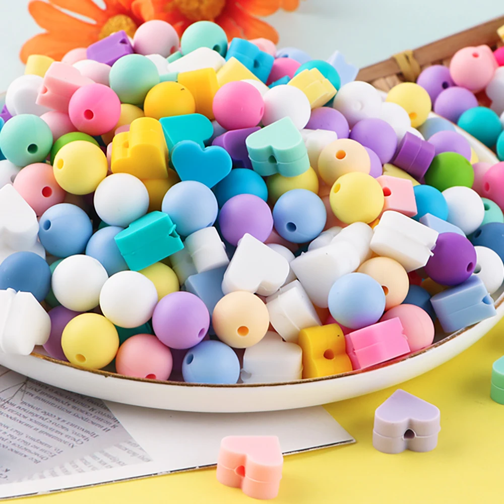 

65pcs New Silicone Mini Little Crown/Heart/Star Beads For DIY Keychain Necklace Bracelet Earrings Backpack Pendant Accessories