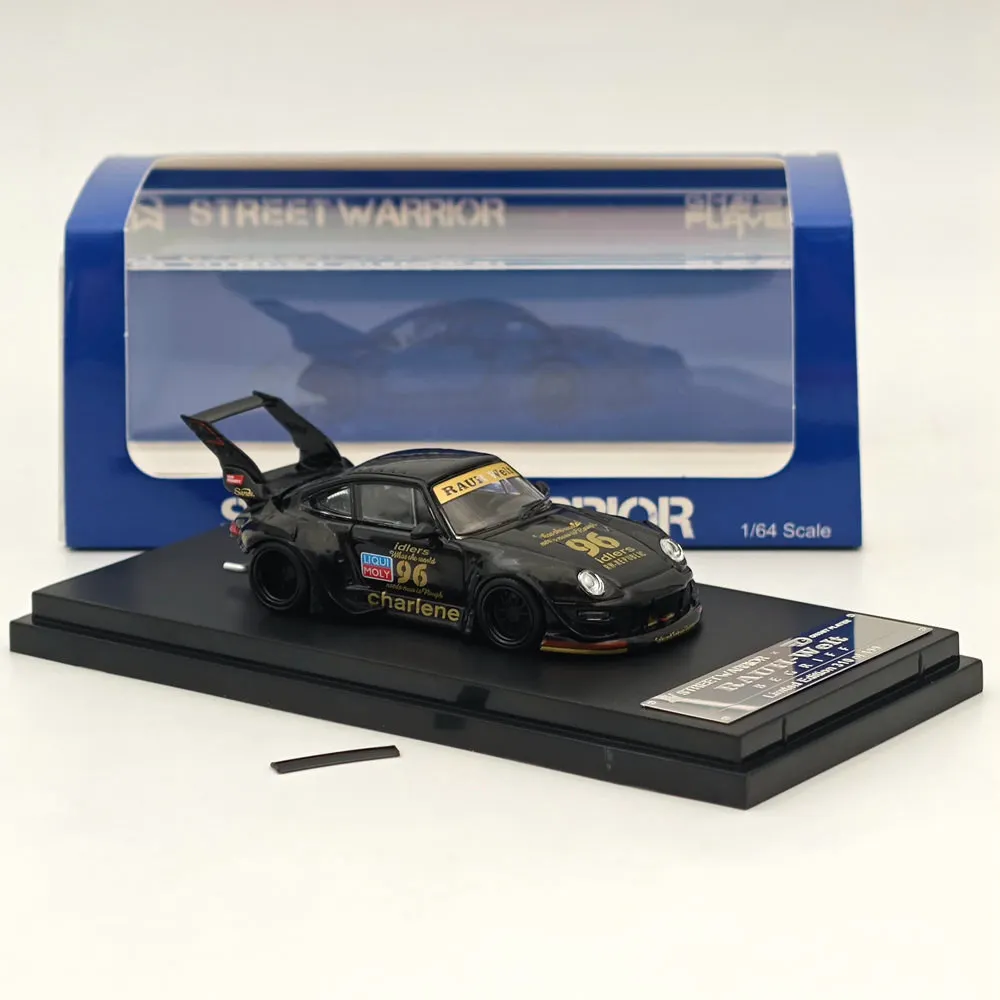 1:64 Street WARRIOR SW for RWB 993 CHARLENE HIGH TAIL WING #96 Black Diecast vehicle toy models Collection Auto Gift