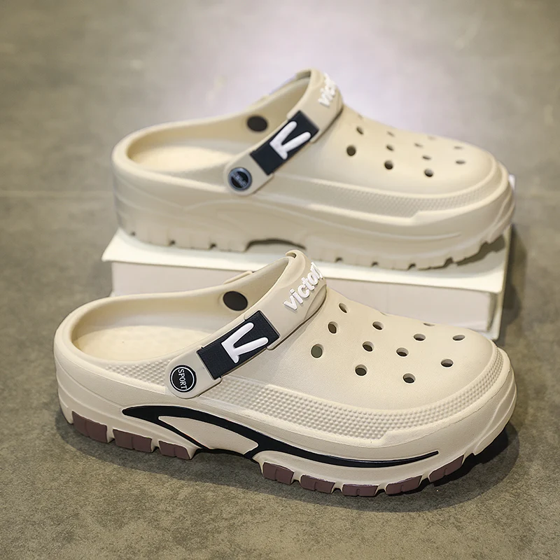 Hole Shoes Men's Summer Ligtweight EVA Trend Home Sandals Clogs Shoes Men Baotou Slippers Outdoor Comfortable Sandals Size 39-45