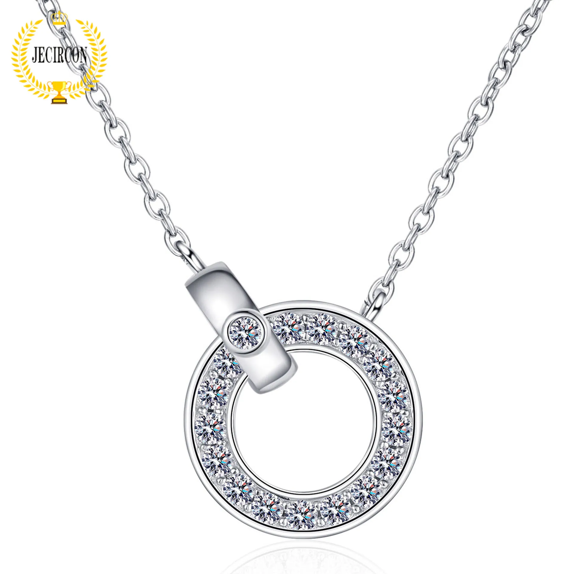 

JECIRCON 925 Sterling Silver Necklace for Women Moissanite Niche Pendant Clavicle Chain PT950 Necklace Manufacturer Wholesale