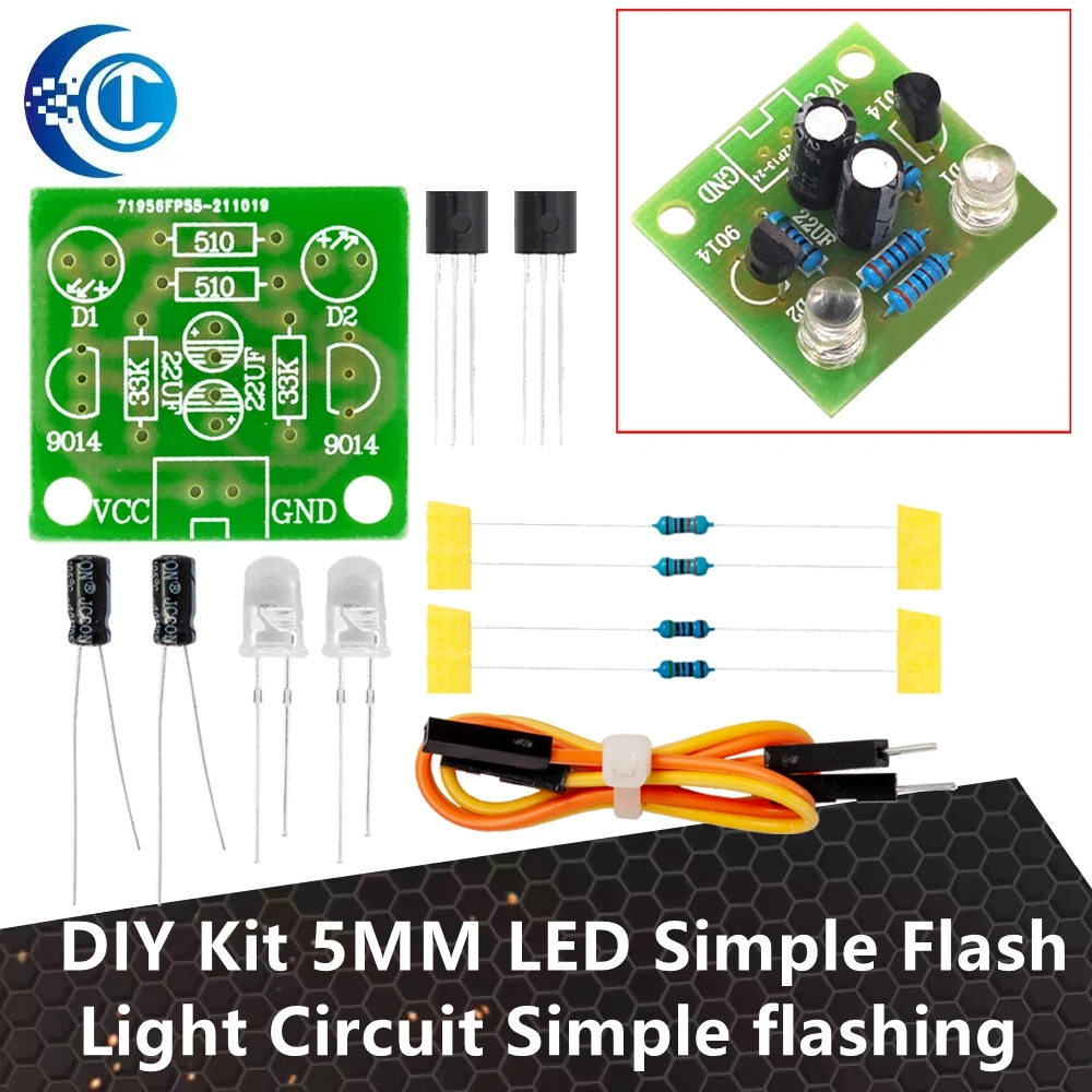 DIY Kit 5MM LED Simple Flash Light Circuit Simple flashing Leds Circuit Board Kits Electronic Production Suite Parts