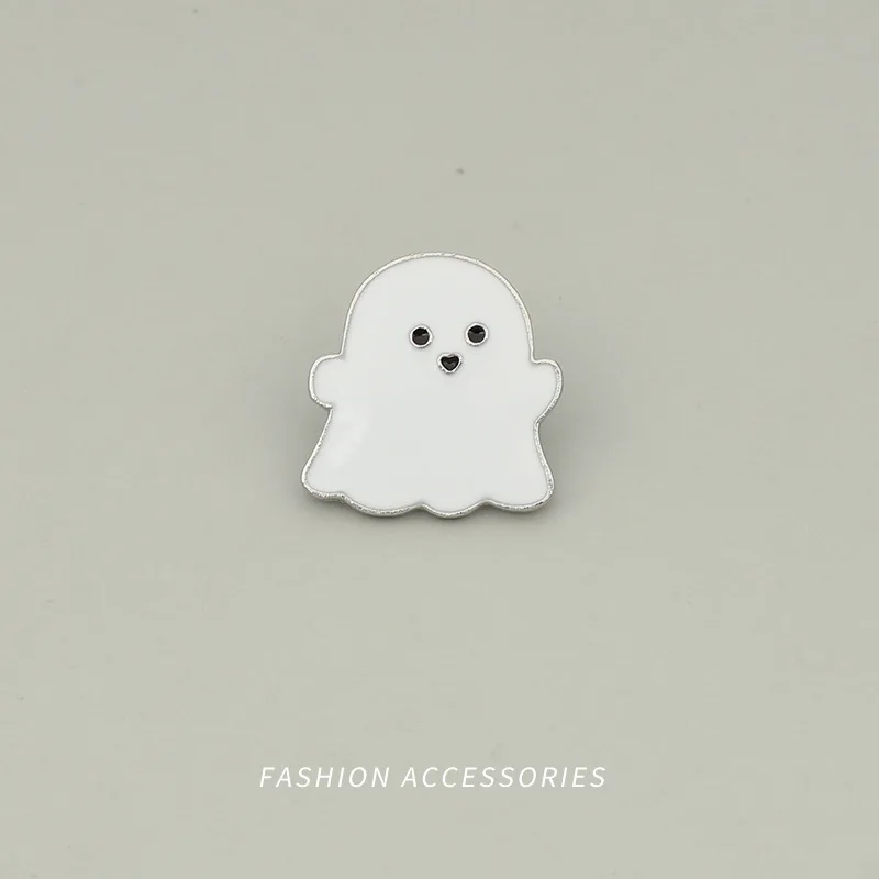Cartoon Cute White Black Eyes Ghost Brooch Pin Men Casual Fashion Gift Badge Decoration for DIY Clothing Bags Hat Scarf T-shirt