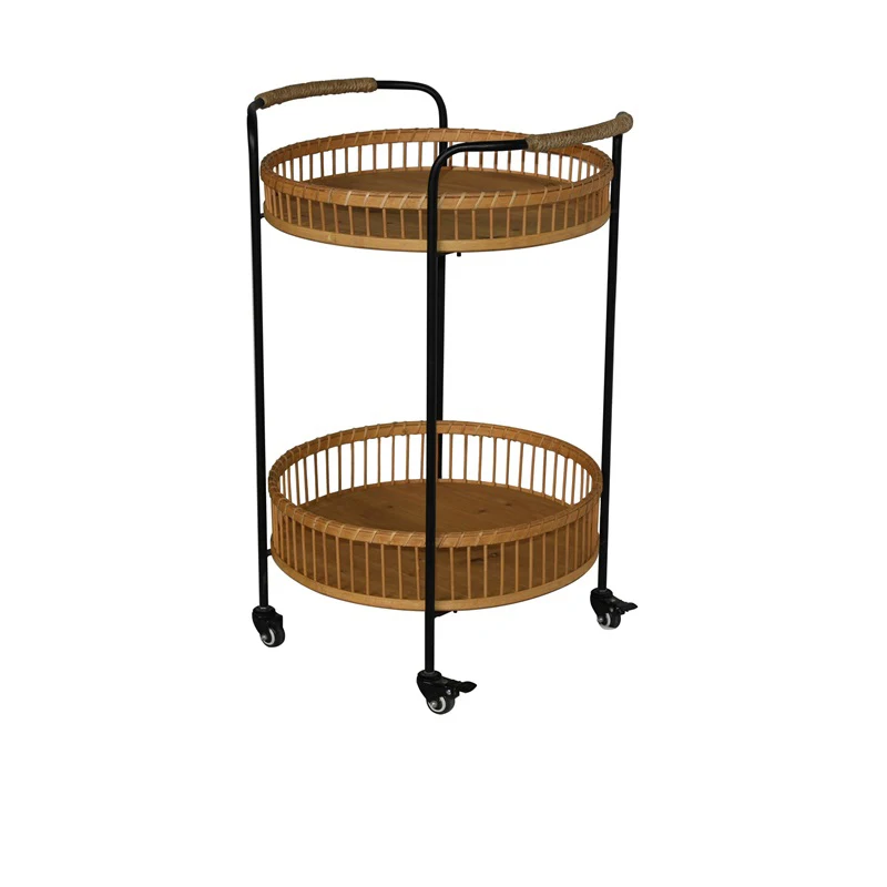 American rattan sofa side table movable coffee table small apartment