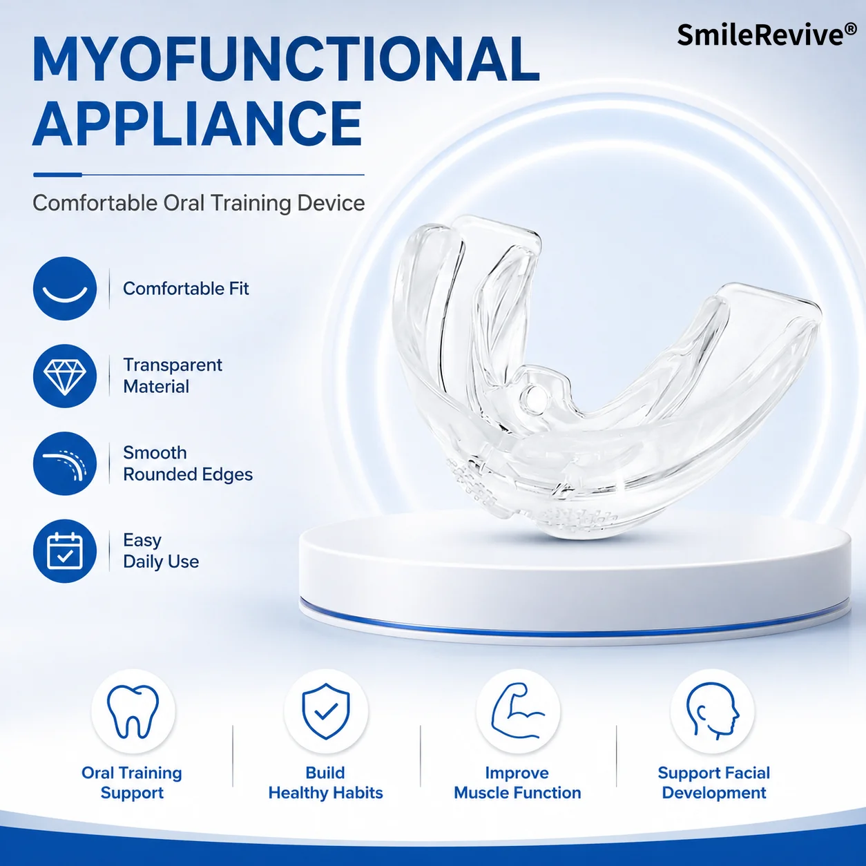 SmileRevive Myofunctional Retainer Trainer Orthodontic Aligner Teeth Straightening Maintenance Appliance Silicone