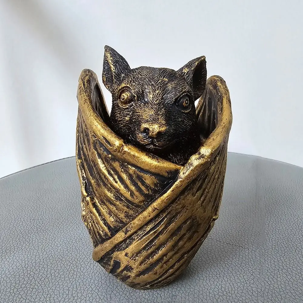 Modern Resin Bat Secret Trinket Stash Box Bronze Miniature Gothic Bat Box Decorative Gothic Style Jewelry Box Desktop