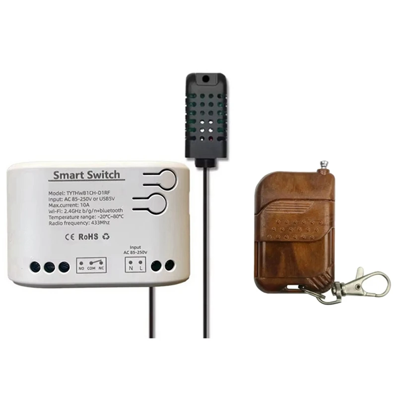 Tuya Wifi 1-Way Smart Switch Temperature Humidity Sensor AC 85-250V Wireless Smart Switch With Remote Controller