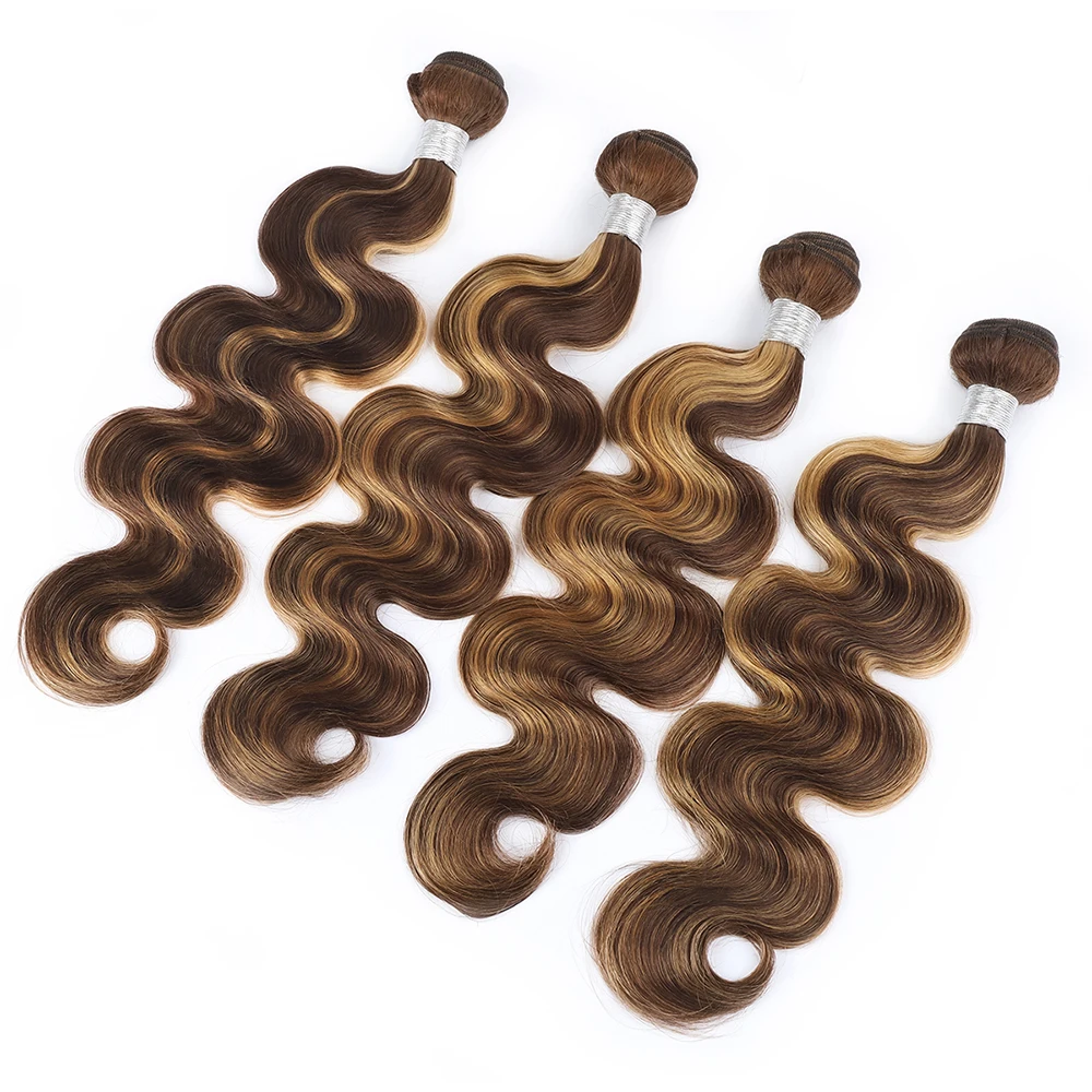 Highlight Bundles 100% Human Hair Brazilian Body Wave Hair Weave Bundle P4/27 Blonde Remy Hair Extensions For Girls Women