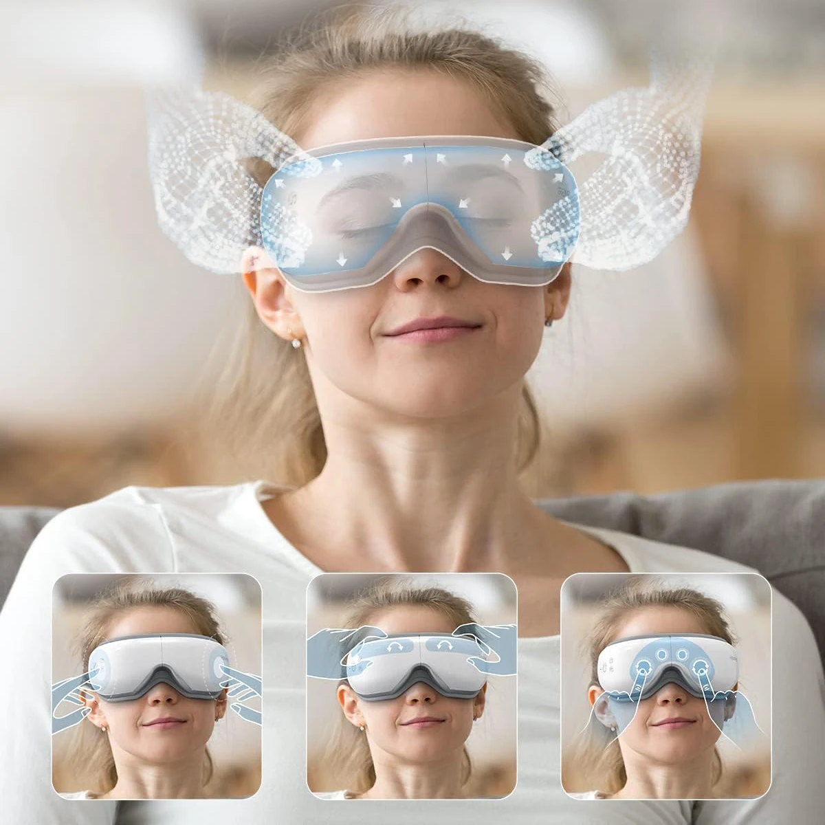 Eye Massager With Heat Vibration Relieve Fatigue Improve Sleeping Smart Eye Mask Wireless Connection Music Office Eye Relaxation
