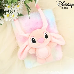 Anime Disney Lilo and Stitch Plush Cartoon Decompression Handbook Pink Stitch Student Portable Note Stationery Supplies Notebook