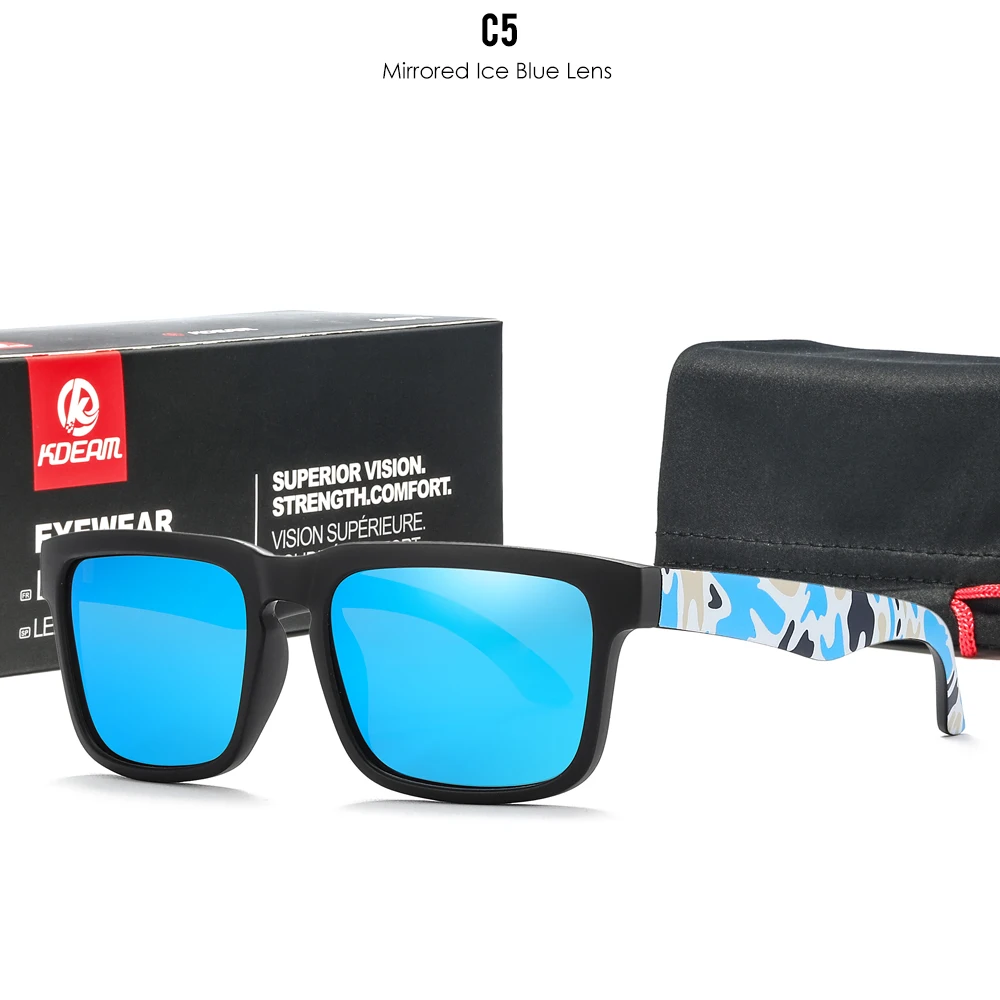KDEAM Polarisierte Quadratische Sonnenbrille für Herren, Anglerbrille mit 5-Tank-Metallscharnieren – Detail 11