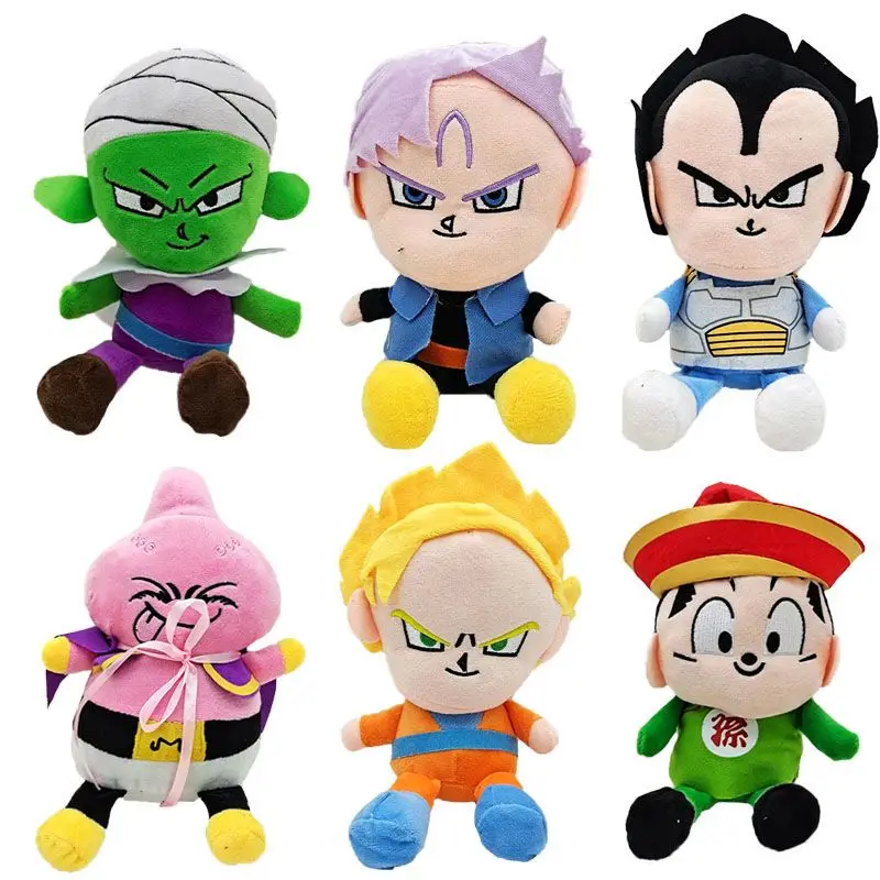 

Bandai Anime Cartoon Dragon Ball Plush Toys Super Saiyan Dolls Goku, Vegeta, Trunks Piccolo Plush Doll Boys Creative Small Gifts