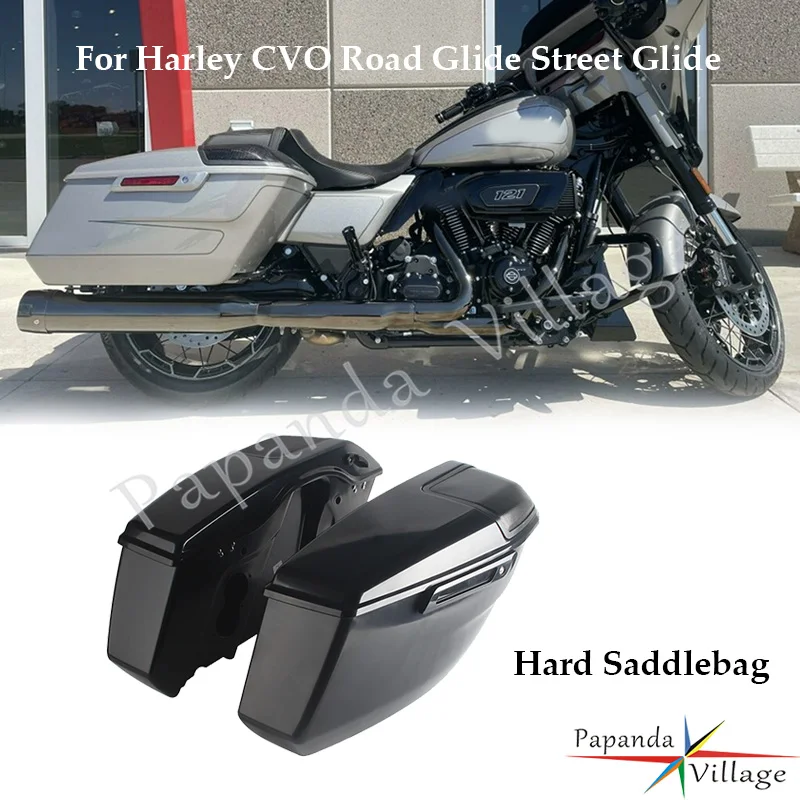 Black ABS Plastic Hard Saddlebags Pair New Heavy Duty Storage Case Simple Mount For Harley CVO Road Glide FLTRXSE 2023-2025