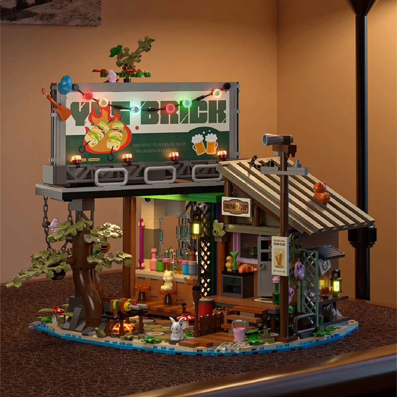 1100+pcs Micro Building Model Dock Bar MOC Building Blocks Kit DIY Bricks Sets Collectible Toys for Adult Gifts Desk Decor